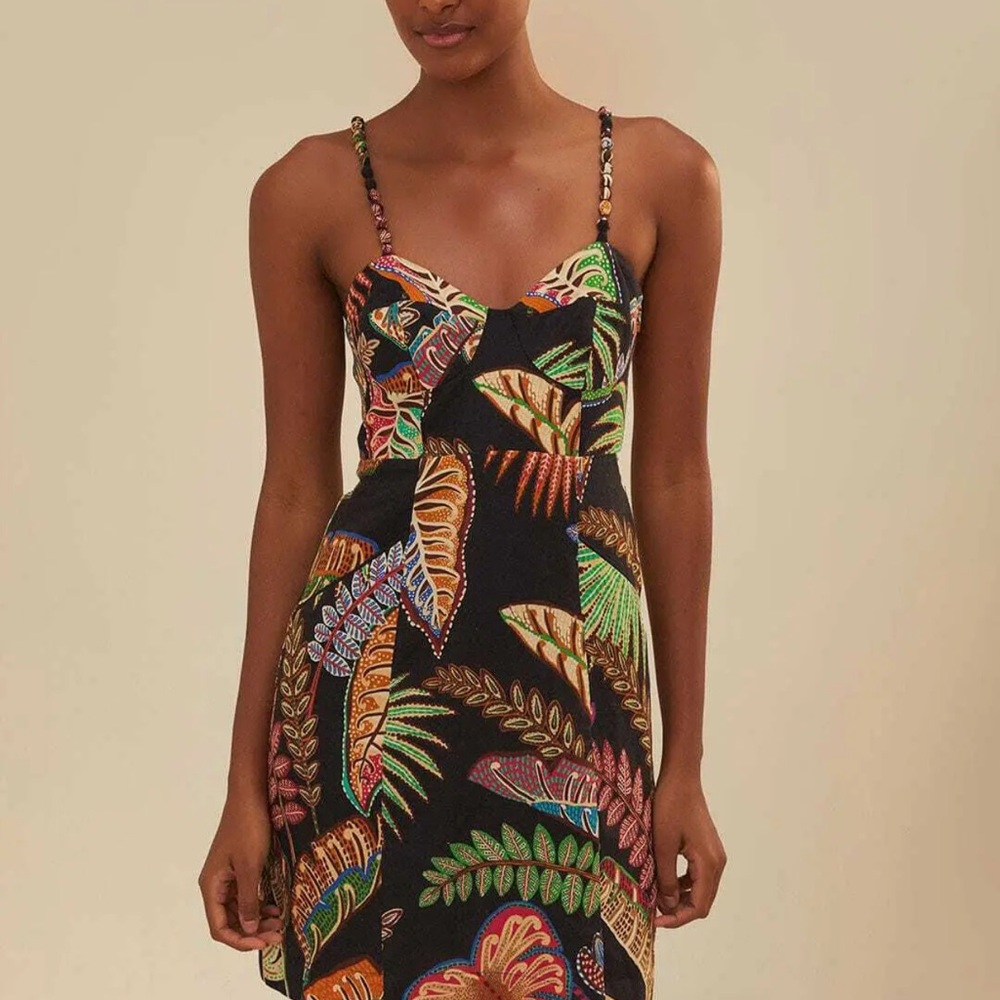 Farm Rio Cool Foliage Mini Dress